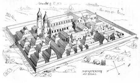 Planul Sfântului Gall, realizat în secolul al IX-lea, a fost o reprezentare extraordinară a unui complex monahal ideal