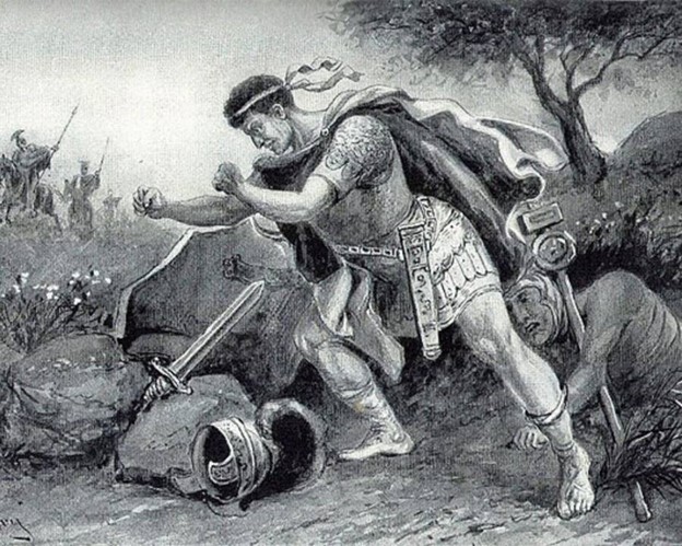 Brutus s-ar fi aruncat asupra propriei săbii după ce a pierdut a doua bătălie de la Philippi, în anul 42 î.Hr