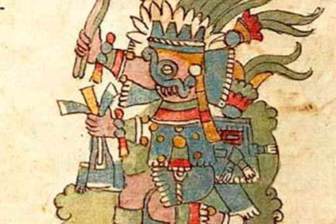 O schiță a lui Tlaloc, una dintre zeitățile descrise în Codex Borgia