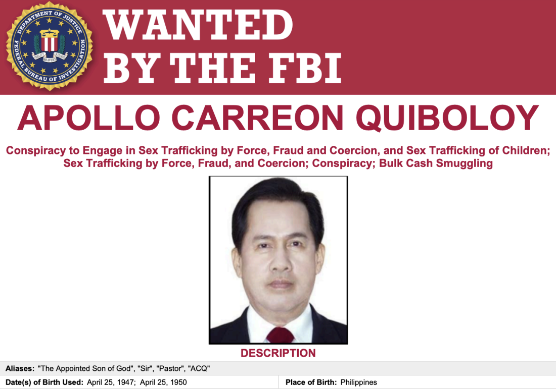 Apollo Carreon Quiboloy, pastor, FBI